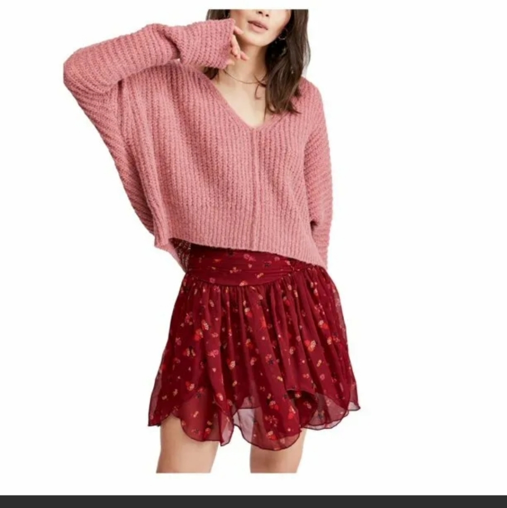 Women's Free People Moonbeam V-Neck Sweater Prairie Rose